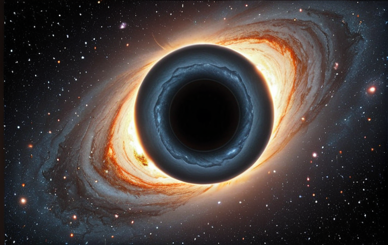 **
Prompt: "A black hole with faint, glowing Hawking radiation emanating from its event horizon. Space is subtly warped around it. A hint of quantum fluctuations in the background. Style: Scientific illustration, ethereal, slightly surreal."
**