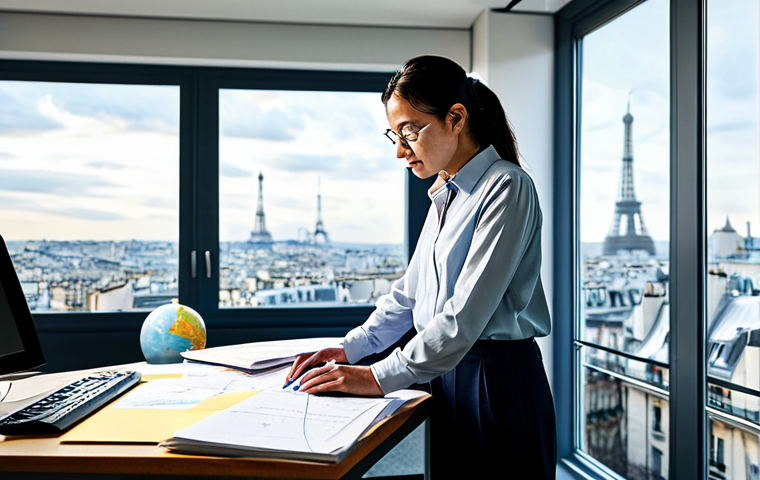 Theoretical Physicist at Work**
"A fully clothed theoretical physicist, a woman in her late 30s, wearing a modest blouse and trousers, working at a large desk covered in complex equations and diagrams related to string theory and Calabi-Yau manifolds, in a brightly lit office with large windows overlooking a cityscape similar to Paris, appropriate attire, safe for work, perfect anatomy, natural proportions, professional, high quality, realistic rendering."
**