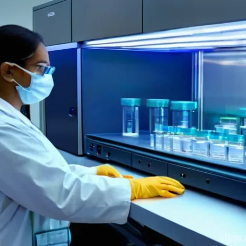 Home 16 DNA 분석을 통한 고대 인류 연구 - **Prompt 1: "The Paleogenomics Lab: Unlocking Ancient Secrets"**
A highly detailed, ultra-modern...