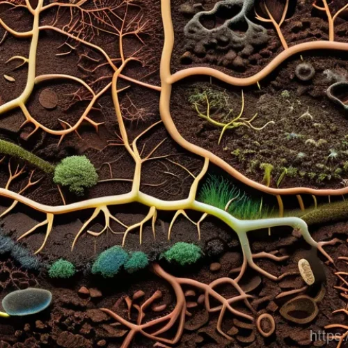 Home 2 토양 과학과 식량 안보 - **Prompt: The Hidden World Beneath Our Feet**
A vibrant, highly detailed cross-section of health...